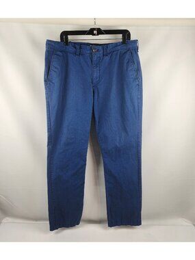 Express Pants Mens 36x31 Finn Khaki Blue Straight Leg Mid Rise Cotton